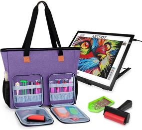img 4 attached to Quality Luxja Carrying Case: Ideal for Diamond Painting Supplies and A3 Light Pad, Purple
