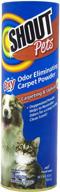 shout for pets odor and urine eliminator: the ultimate solution for removing puppy & dog odors and stains from carpets & rugs logo