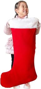 img 4 attached to 🧦 Extra Large Christmas Stocking - XL Velvet Fillable Big Xmas Stocking for Kids and Adults - Fits Most Stocking Holders - MSYO Giant Red Christmas Stocking
