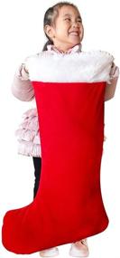 img 1 attached to 🧦 Extra Large Christmas Stocking - XL Velvet Fillable Big Xmas Stocking for Kids and Adults - Fits Most Stocking Holders - MSYO Giant Red Christmas Stocking
