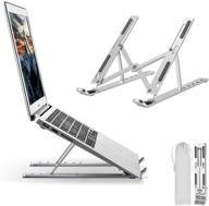 laptop stand adjustable aluminum laptop computer stand - compatible with macbook air pro, hp, lenovo, dell - collapsible & non-slip - 10-15.6” laptops logo