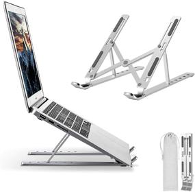 img 4 attached to Laptop Stand Adjustable Aluminum Laptop Computer Stand - Compatible with MacBook Air Pro, HP, Lenovo, Dell - Collapsible & Non-Slip - 10-15.6” Laptops