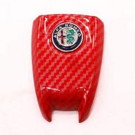 🔑 stylish red carbon fiber design: qhcp abs car smart remote key fob cover case for alfa romeo giulia stelvio logo