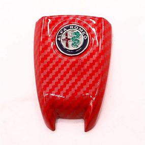 img 1 attached to 🔑 Stylish Red Carbon Fiber Design: QHCP ABS Car Smart Remote Key Fob Cover Case for Alfa Romeo Giulia Stelvio