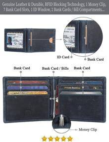 img 3 attached to Minimalist Leather Men's Wallet with RFID Blocking in Charcoal