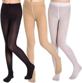 img 4 attached to Premium Quality School Girl's Footed Ballet Dance Tights - Aaronano - Set of 3 Pairs