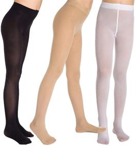 img 2 attached to Premium Quality School Girl's Footed Ballet Dance Tights - Aaronano - Set of 3 Pairs