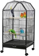 🦜 large metal bird cage with rolling stand - ideal for conure, canary, macaw, finch, cockatoo, budgie, cockatiels, parrot - includes perches, catch tray - black логотип