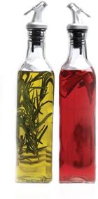 img 3 attached to 🍾 9 oz Set of 2 Olive-Vito Oil and Vinegar Dispenser Cruet Glass Bottles by Family Glass