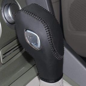 img 2 attached to 🚗 Превосходный чехол из черной кожи на рычаг переключения передач для различных моделей Ford (2012-2016)