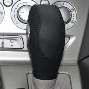 img 3 attached to 🚗 Превосходный чехол из черной кожи на рычаг переключения передач для различных моделей Ford (2012-2016)