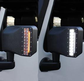 img 3 attached to 🔦 Smoke Lens LED Side Mirror for Jeep Wrangler JK JKU (2007-2018) - White Spot Lights, Amber Turn Signal Lights - Xprite