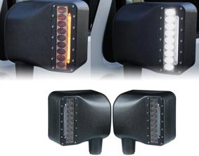 img 4 attached to 🔦 Smoke Lens LED Side Mirror for Jeep Wrangler JK JKU (2007-2018) - White Spot Lights, Amber Turn Signal Lights - Xprite