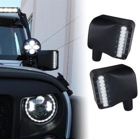 img 2 attached to 🔦 Smoke Lens LED Side Mirror for Jeep Wrangler JK JKU (2007-2018) - White Spot Lights, Amber Turn Signal Lights - Xprite