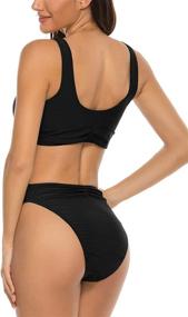 img 3 attached to 👙 V-Cut Crisscross Swimsuits with Ruched Longline Crop Top and High Waist - Trendy Bathing Suits with Enhanced SEO