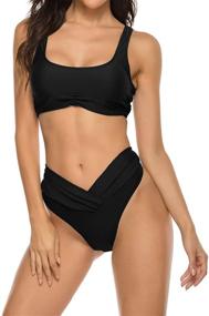 img 1 attached to 👙 V-Cut Crisscross Swimsuits with Ruched Longline Crop Top and High Waist - Trendy Bathing Suits with Enhanced SEO