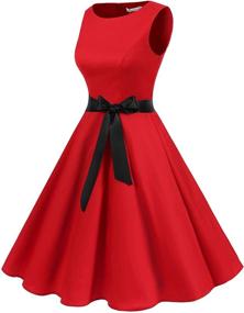 img 3 attached to 👗 Сарафан Gardenwed Hepburn Rockabilly коктейльного платья в красном цвете - женская одежда