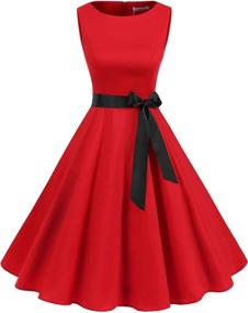 img 4 attached to 👗 Сарафан Gardenwed Hepburn Rockabilly коктейльного платья в красном цвете - женская одежда