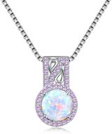 🌟 cinily 14k white gold plated white fire opal zircon pendant necklace for women girls - opal jewelry, perfect gift logo