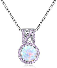 img 4 attached to 🌟 CiNily 14K White Gold Plated White Fire Opal Zircon Pendant Necklace for Women Girls - Opal Jewelry, Perfect Gift