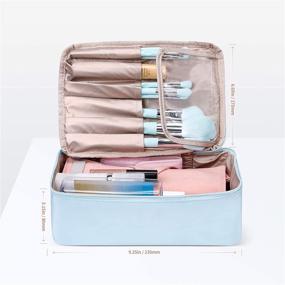 img 2 attached to DUcare Blue Travel Makeup Bag - Portable Cosmetic Organizer Train Case with additional Small Cosmetic Bag for Makeup Brushes, Toiletry, Jewelry, and Digital Accessories