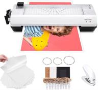 versatile 5-in-1 a4 laminator thermal laminating machine with trimmer, corner rounder, bonus 20 📸 laminating pouches, photo frames | ideal for home, office, school & posters | elegant white design logo