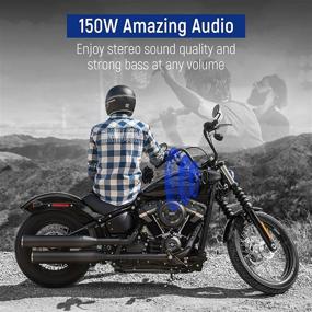 img 1 attached to 🏍️Улучшенные мотоциклетные Bluetooth-динамики LEXIN с стерео/бас, мотоциклетное радио с атмосферным светом, 150 Вт водонепроницаемые черные аудиосистемы для мотоциклов на руль, FM-радио и интеграция Bluetooth-музыки