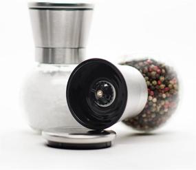 img 3 attached to 2Lb. Depot Premium Stainless Steel Salt and Pepper Grinder Set - Brushed Stainless Steel Pepper Mill and Salt Mill with Glass Round Body - 5 Grade Adjustable Ceramic Rotor