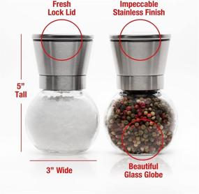 img 2 attached to 2Lb. Depot Premium Stainless Steel Salt and Pepper Grinder Set - Brushed Stainless Steel Pepper Mill and Salt Mill with Glass Round Body - 5 Grade Adjustable Ceramic Rotor