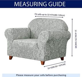 img 3 attached to 🛋️ Subrtex 1-Piece Jacquard Damask Sofa Slipcover - High Stretch Furniture Protector for Armchair in Living Room - Ideal for Kids and Pets - Small Size - Light Smoky Gray