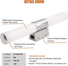 img 2 attached to 💡 Facon 16.7Inch LED Vanity Lights Fixtures for RV Bathroom with On&amp;Off Switch