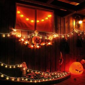 img 2 attached to 🎃 LCHUANG Halloween String Lights - 10ft 20 LEDs Battery Powered Orange Pumpkin Decorations for Outdoor and Indoor Halloween Decor