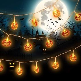 img 3 attached to 🎃 LCHUANG Halloween String Lights - 10ft 20 LEDs Battery Powered Orange Pumpkin Decorations for Outdoor and Indoor Halloween Decor