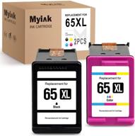 🖨️ high-quality myik remanufactured ink cartridge replacement for hp 65xl 65 xl - ideal for deskjet 3755 3752 2652 2622 2624 2655 2624 envy 5055 5052 5010 - black, tri-color, 2-pack (v-myik-h65xl-1bk-1c-new3) logo