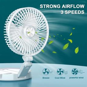 img 1 attached to 🌀 Taipow Table Fan USB Desk Fan with Adjustable Folding Design, 7 inch Portable Fan with 3-level Desk Lamp, Super Quiet Personal Fan featuring 3-speed Wind and 5200mAh Rechargeable Battery for Office, Home, Bedroom