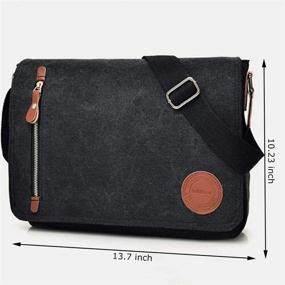 img 3 attached to 👜 Classic Vintage Canvas Messenger Bag for Men Women | Durable Shoulder School Bag for 11.6-13.3 inch Laptop Chromebook | Stylish Travel Crossbody (Black)