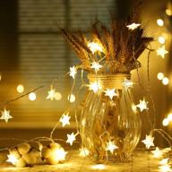 waterproof battery operated led twinkle string lights - warm white fairy lights for indoor/outdoor use, perfect for christmas, weddings, parties, christmas trees логотип