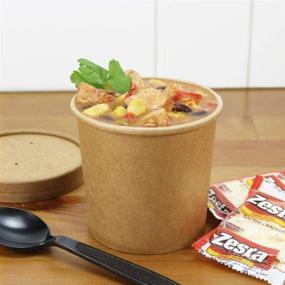 img 3 attached to 🍲 Eco-Friendly Kraft Soup Bowls with Lids - Disposable Food Cups for Take-Outs, Restaurants, and To-Go Lunch - Brown Containers for Soup (25/Pack, 12 oz)