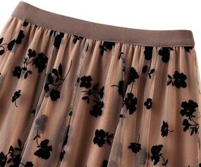 img 1 attached to Elegant Women's Pleated Tutu Skirt: Tulle High Waist Midi Skirt with Lace, Floral Print & Elastic Waistband – A Delicate Mesh Lady's A-Line Skirt