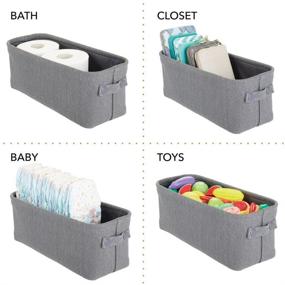 img 1 attached to 🧺 Premium Soft Cotton Fabric Bathroom Storage Bin - Towel and Toilet Paper Organizer with Attached Handles - Perfect for Back of Toilet, Cabinets, and Vanities - Charcoal Gray