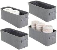 🧺 premium soft cotton fabric bathroom storage bin - towel and toilet paper organizer with attached handles - perfect for back of toilet, cabinets, and vanities - charcoal gray logo