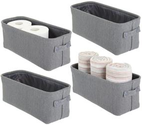 img 4 attached to 🧺 Premium Soft Cotton Fabric Bathroom Storage Bin - Towel and Toilet Paper Organizer with Attached Handles - Perfect for Back of Toilet, Cabinets, and Vanities - Charcoal Gray