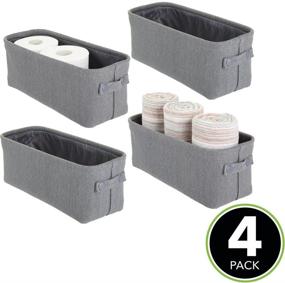 img 3 attached to 🧺 Premium Soft Cotton Fabric Bathroom Storage Bin - Towel and Toilet Paper Organizer with Attached Handles - Perfect for Back of Toilet, Cabinets, and Vanities - Charcoal Gray