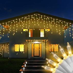 img 4 attached to 🎄 RECESKY 100 Christmas Icicle Lights - Warm White Curtain String Light for Outdoor/Indoor Decor - Mini Bulb Lighting for Bedroom, Window, Home, Garland, Xmas, Wreath