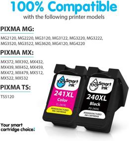 img 2 attached to 🖨️ High-Quality Smart Ink Remanufactured Ink Cartridge Replacement (Canon 240 241) - Compatible with Pixma MG3620, MG3520, MX472, TS5120, MX452, MX432, MX532, MG3220 Printer - XL Black & Color Combo Pack