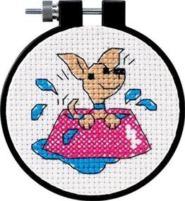 img 1 attached to 🐶 Beginner's DIMENSIONS Puppy in Water Bowl Cross Stitch Kit with 11 Count White Aida Cloth, 3'' Diameter