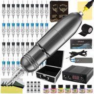 🖋️ jconly tattoo kit - ultimate tattoo starter set with pro rotary tattoo pen machine, 40 disposable cartridges needles, power supply, tattoo ink, transfer paper, practice skin, and case (silver) logo