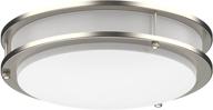 dimmable led flush mount ceiling light in brushed nickel - double ring design, round shape (10 inches, 4000k natural daylight) logo