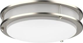 img 2 attached to Dimmable LED Flush Mount Ceiling Light in Brushed Nickel - Double Ring Design, Round Shape (10 inches, 4000K Natural Daylight)