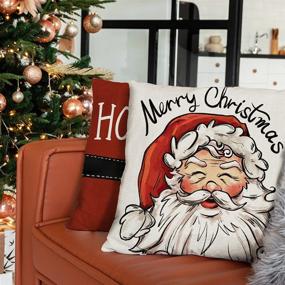 img 3 attached to 🎄 AENEY Christmas Pillow Covers 18x18 Set of 4 for Grinch Xmas Decorations - Santa Claus Christmas Pillows, Winter Holiday Throw Pillows, Christmas Farmhouse Decor for Couch - A434-18 SEO